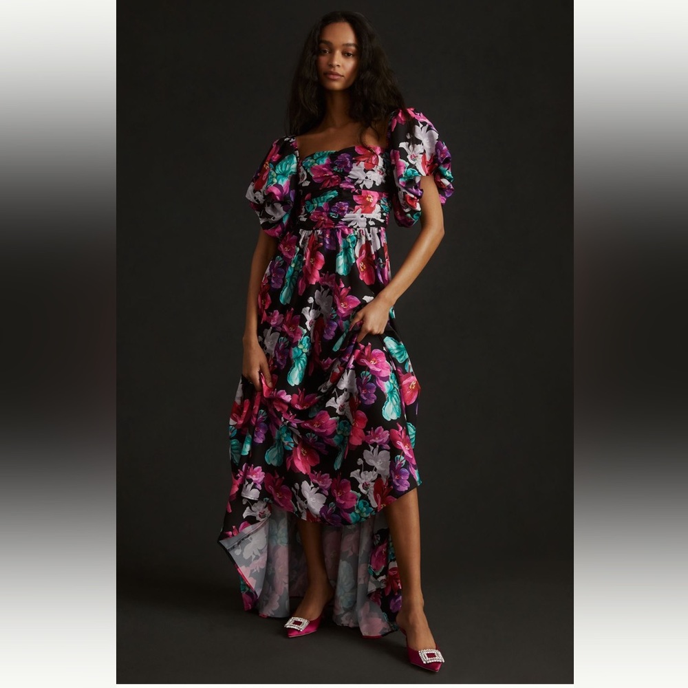 Anthropologie Delfi puff sleeve floral dress